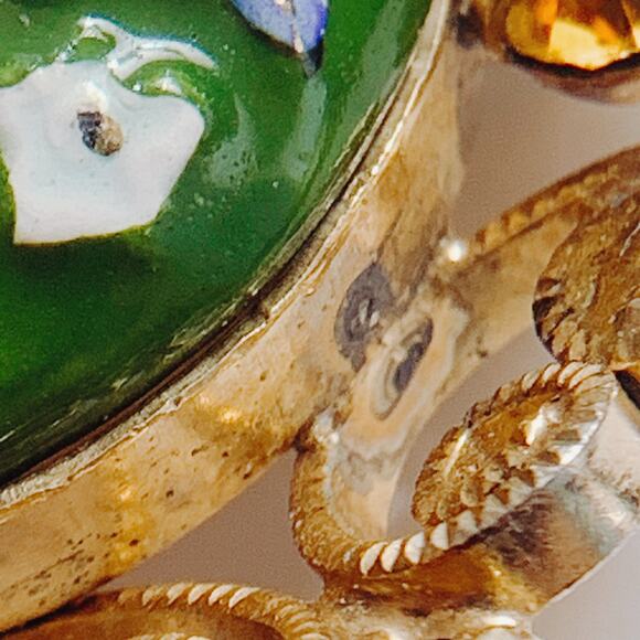 VTG Juliana D&E Brooch Signed Celebrity NY Enamel Porcelain Floral Gold Tone 60s - Picture 14 of 14